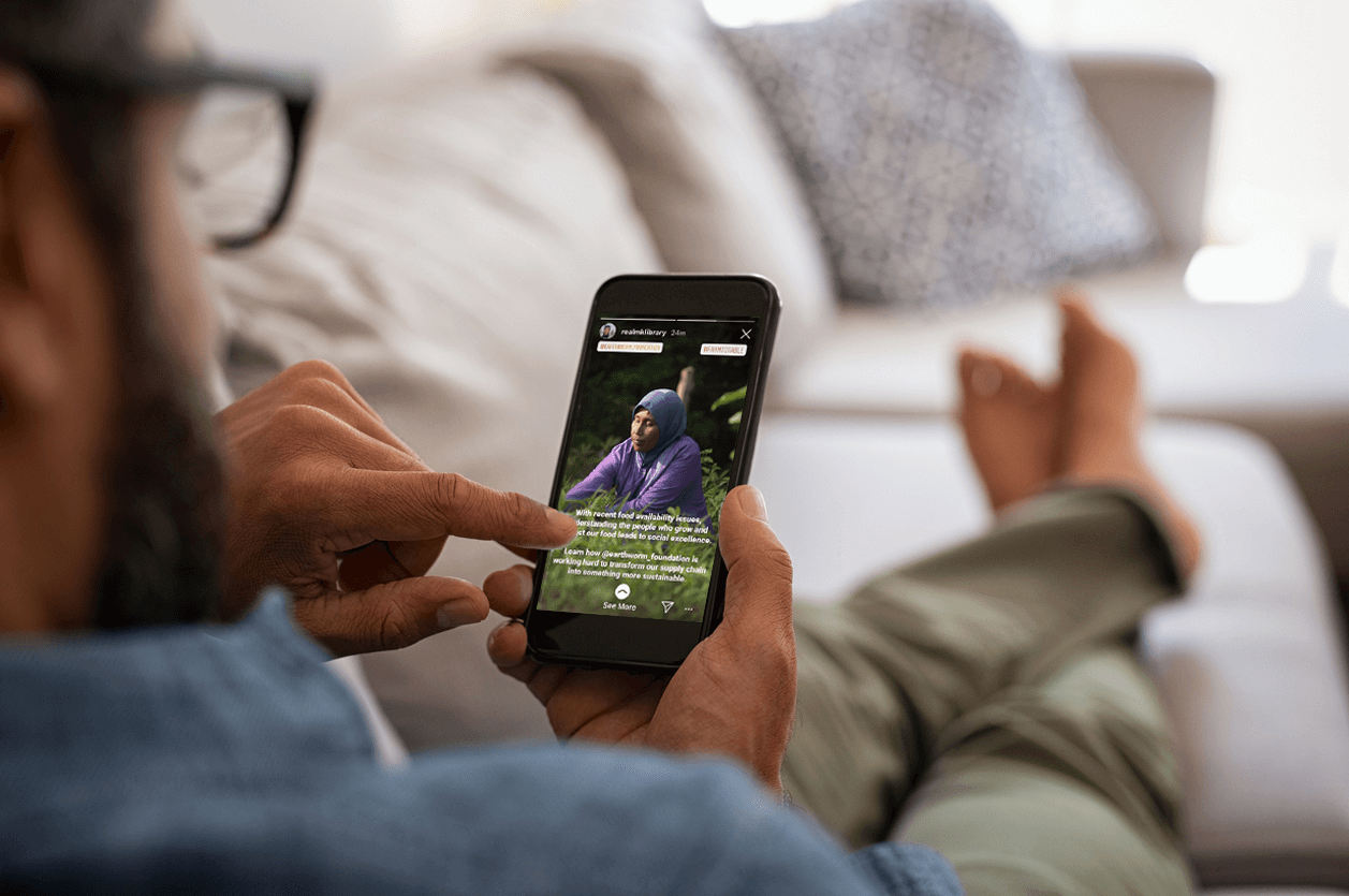 man using phone instagram