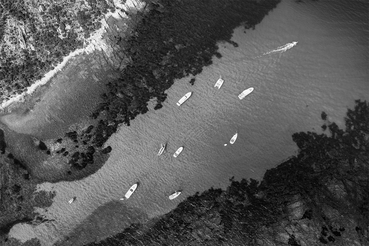 industries - bird's eye view of yachts on river